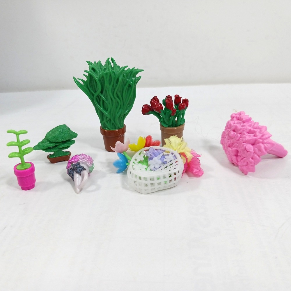 Mixed Lot Miniature Dollhouse Plants Flowers Bonsai Roses Bouquet Accessories